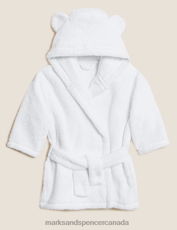 Baby White Accessories Marks & Spencer Pure Cotton Hooded Bathrobe 20VTD7796 - Marks and Spencer online