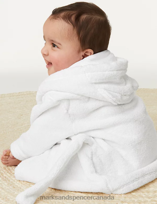 Baby White Accessories Marks & Spencer Pure Cotton Hooded Bathrobe 20VTD7796 - Marks and Spencer online