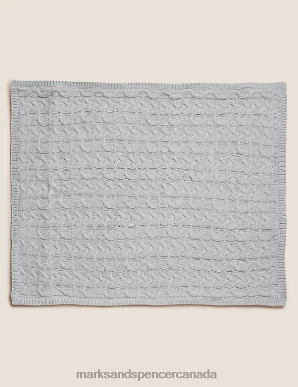 Marks and Spencer Canada - Baby Grey Marl Clothing Marks & Spencer Pure Cotton Cable Knitted Fleece Shawl 20VTD7545