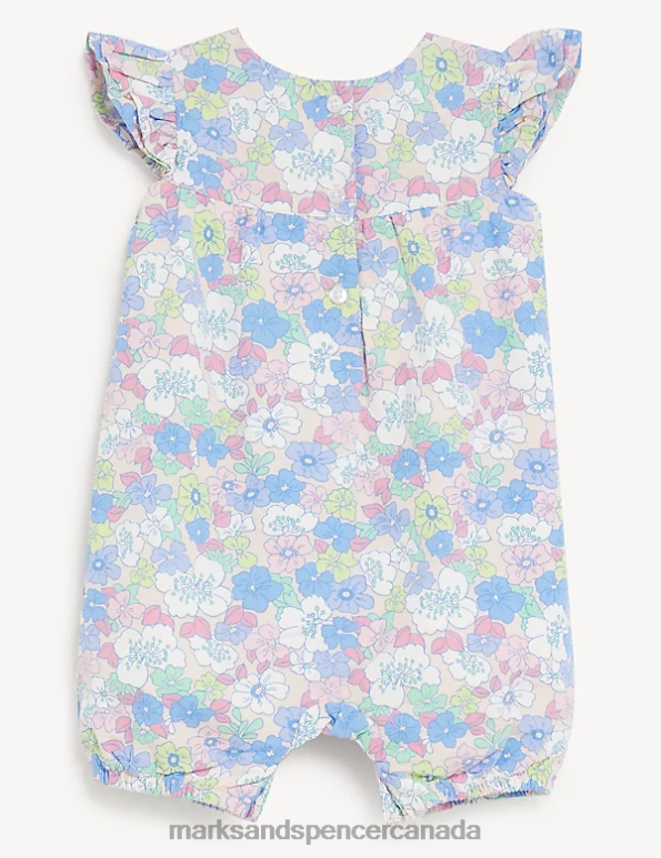 Marks and Spencer near me - Baby Blue Mix Clothing Marks & Spencer Pure Cotton Floral Romper 20VTD7742