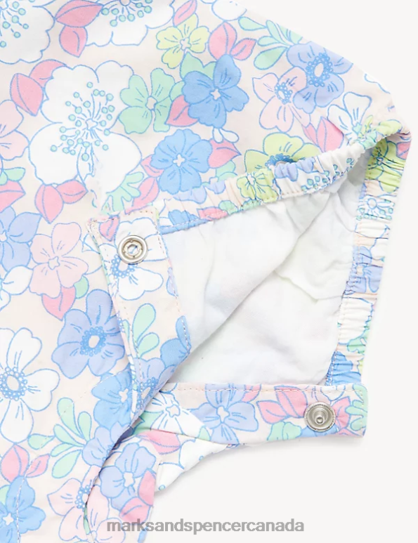 Marks and Spencer near me - Baby Blue Mix Clothing Marks & Spencer Pure Cotton Floral Romper 20VTD7742