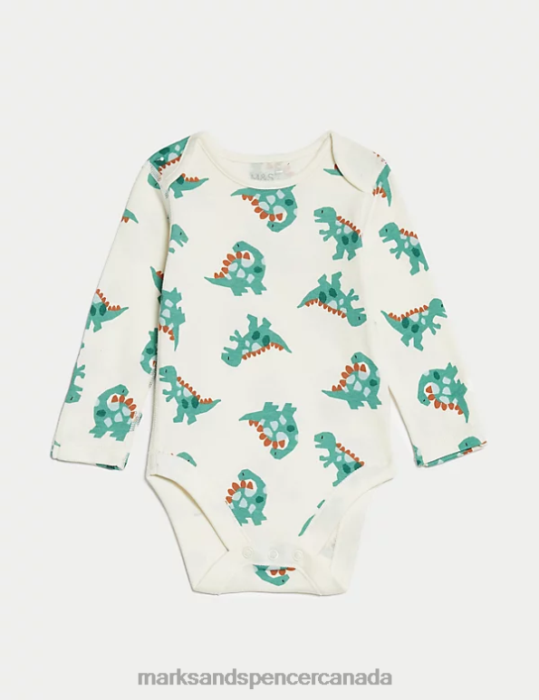Marks and Spencer near me - Baby Ginger Clothing Marks & Spencer 3pk Pure Cotton Dinosaur Bodysuits 20VTD7355