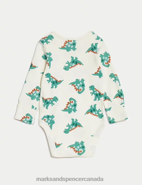 Marks and Spencer near me - Baby Ginger Clothing Marks & Spencer 3pk Pure Cotton Dinosaur Bodysuits 20VTD7355