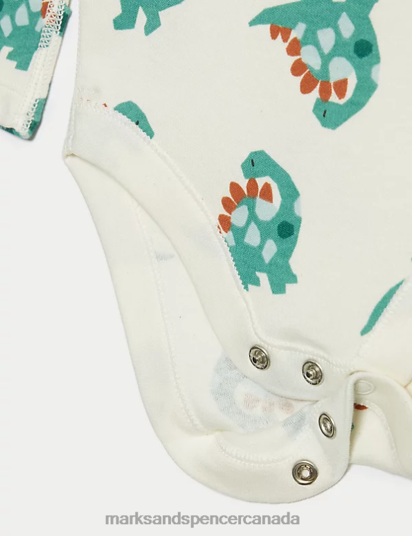 Marks and Spencer near me - Baby Ginger Clothing Marks & Spencer 3pk Pure Cotton Dinosaur Bodysuits 20VTD7355