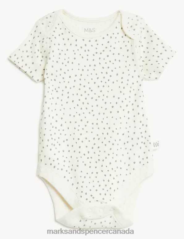 Marks and Spencer Canada - Baby Ivory Mix Clothing Marks & Spencer Cotton Rich Dash Print Bodysuit 20VTD7416