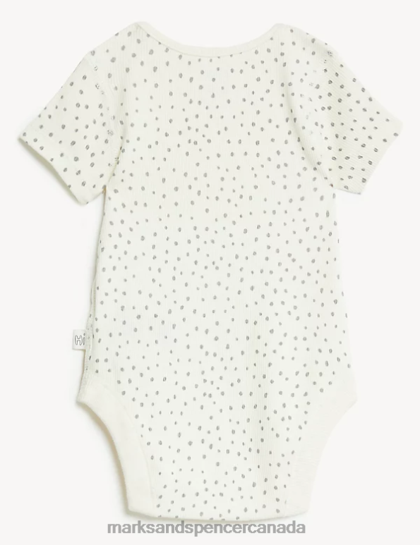 Marks and Spencer Canada - Baby Ivory Mix Clothing Marks & Spencer Cotton Rich Dash Print Bodysuit 20VTD7416