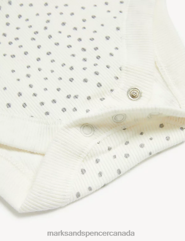 Marks and Spencer Canada - Baby Ivory Mix Clothing Marks & Spencer Cotton Rich Dash Print Bodysuit 20VTD7416