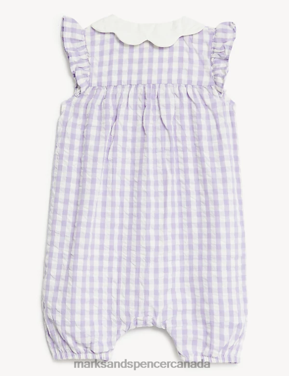 Baby Lilac Clothing Marks & Spencer Pure Cotton Gingham Romper 20VTD7682 - Marks and Spencer outlet