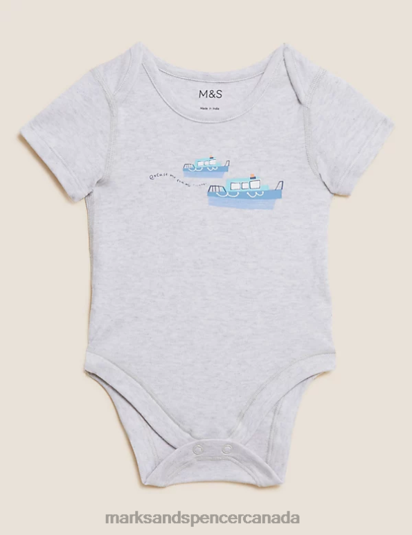 Baby Multi Clothing Marks & Spencer 3pk Pure Cotton Animal Bodysuits 20VTD7293 - Marks and Spencer Canada locations