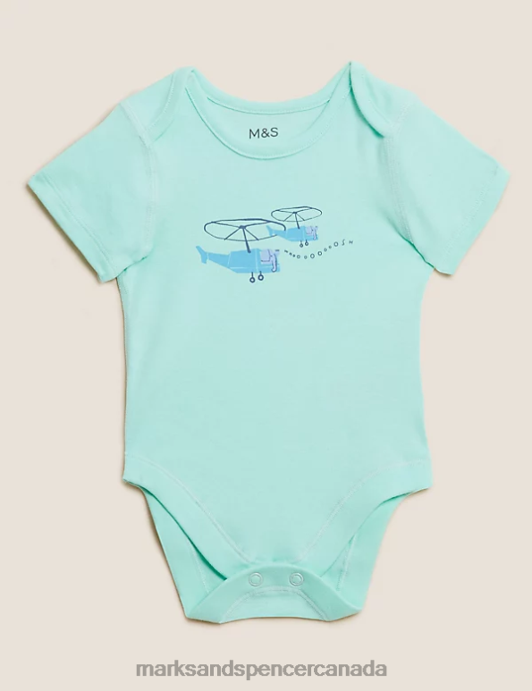 Baby Multi Clothing Marks & Spencer 3pk Pure Cotton Animal Bodysuits 20VTD7293 - Marks and Spencer Canada locations