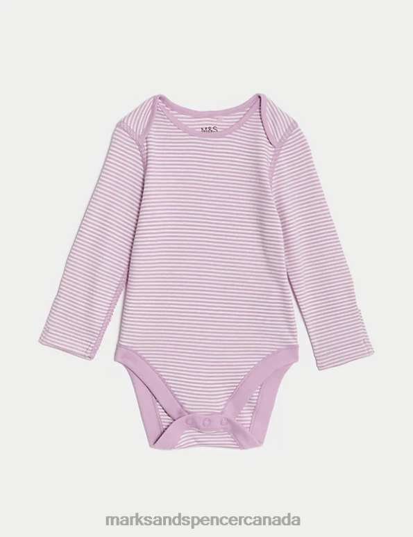 Marks and Spencer Canada - Baby Multi Clothing Marks & Spencer 5pk Pure Cotton Striped Bodysuits 20VTD7614