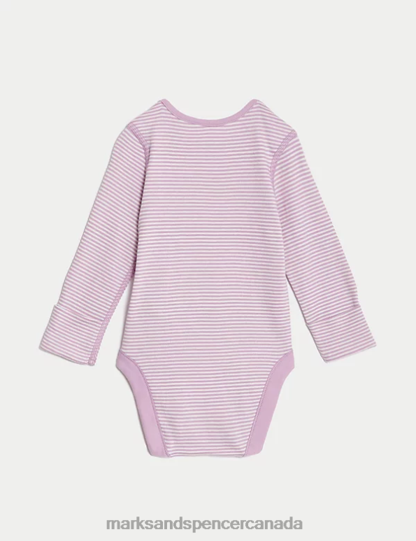 Marks and Spencer Canada - Baby Multi Clothing Marks & Spencer 5pk Pure Cotton Striped Bodysuits 20VTD7614