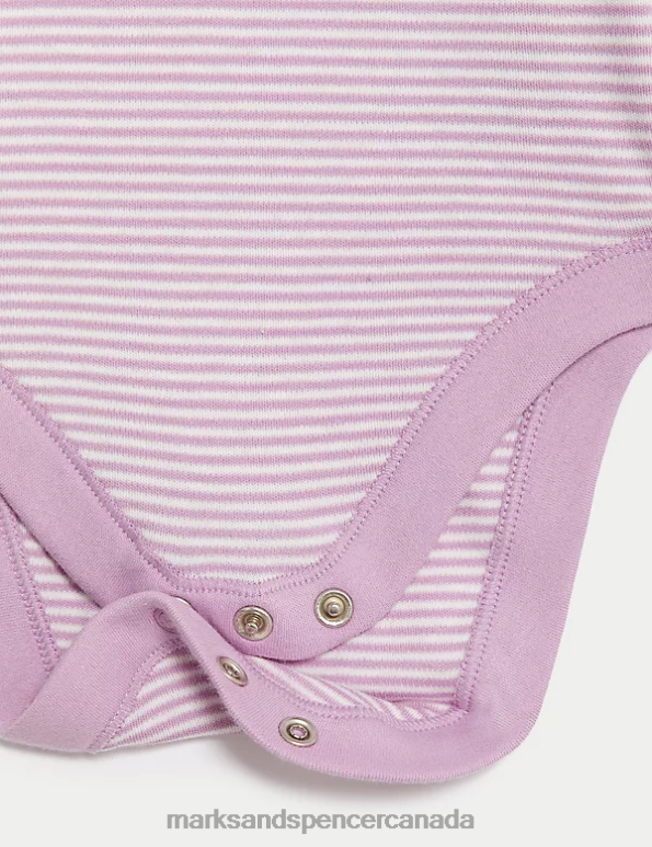 Marks and Spencer Canada - Baby Multi Clothing Marks & Spencer 5pk Pure Cotton Striped Bodysuits 20VTD7614