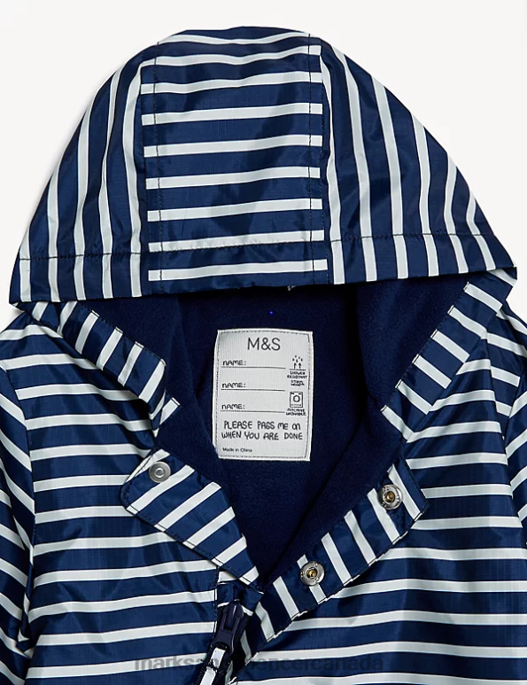 Marks and Spencer near me - Baby Navy Mix Clothing Marks & Spencer Striped Hooded Puddlesuit 20VTD7418