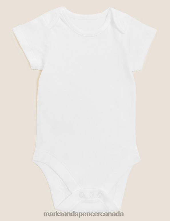 Marks and Spencer Canada - Baby White Clothing Marks & Spencer 10pk Pure Cotton Short Sleeve Bodysuits 20VTD10