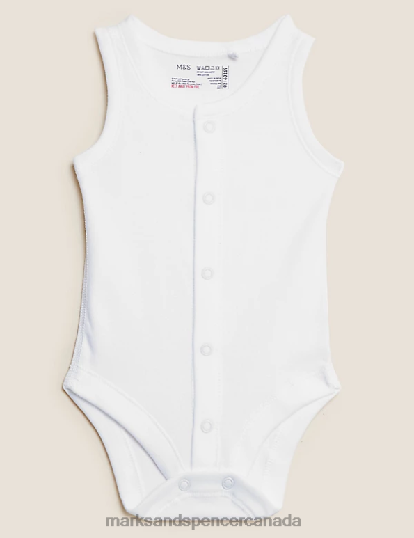 Baby White Clothing Marks & Spencer Adaptive Pure Cotton Bodysuit 20VTD7415 - Marks and Spencer outlet