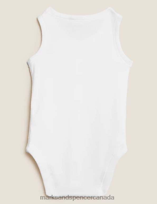 Baby White Clothing Marks & Spencer Adaptive Pure Cotton Bodysuit 20VTD7415 - Marks and Spencer outlet