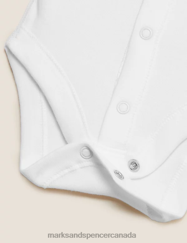 Baby White Clothing Marks & Spencer Adaptive Pure Cotton Bodysuit 20VTD7415 - Marks and Spencer outlet