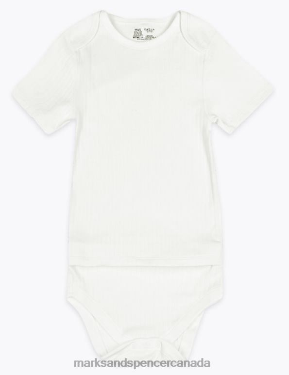 Baby White Clothing Marks & Spencer Adaptive Pure Cotton Bodysuit 20VTD7526 - Marks and Spencer Canada locations