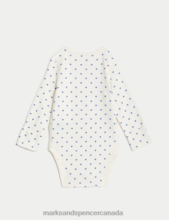 Baby White Mix Clothing Marks & Spencer 3pk Pure Cotton Heart Print Bodysuits 20VTD7653 - Marks and Spencer Canada locations