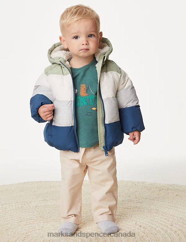 Baby Multi Clothing Marks & Spencer Colour Block Hooded Jacket 20VTD7339 - Marks and Spencer online