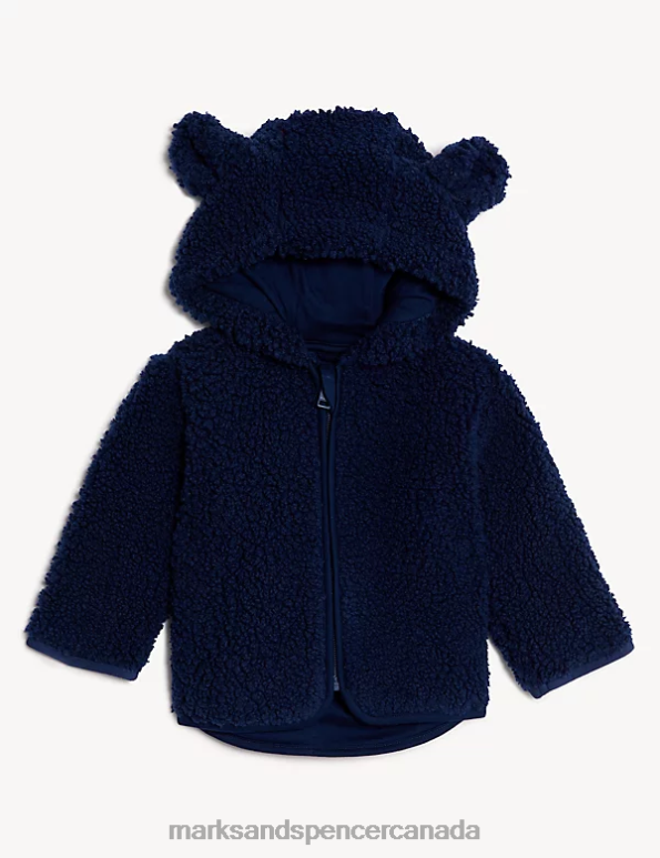 Marks and Spencer near me - Baby Navy Mix Clothing Marks & Spencer Borg Hooded Jacket 20VTD7433