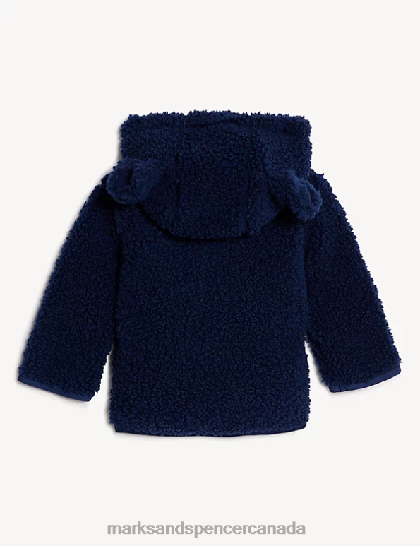 Marks and Spencer near me - Baby Navy Mix Clothing Marks & Spencer Borg Hooded Jacket 20VTD7433