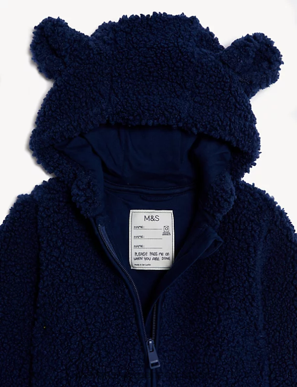 Marks and Spencer near me - Baby Navy Mix Clothing Marks & Spencer Borg Hooded Jacket 20VTD7433