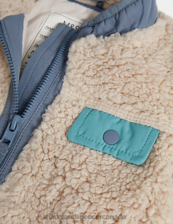 Marks and Spencer sale - Baby Oatmeal Mix Clothing Marks & Spencer Borg Jacket 20VTD7309