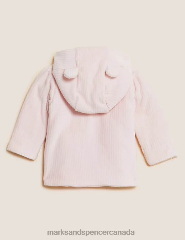 Baby Pink Clothing Marks & Spencer Cotton Rich Velour Hooded Jacket 20VTD7637 - Marks and Spencer outlet
