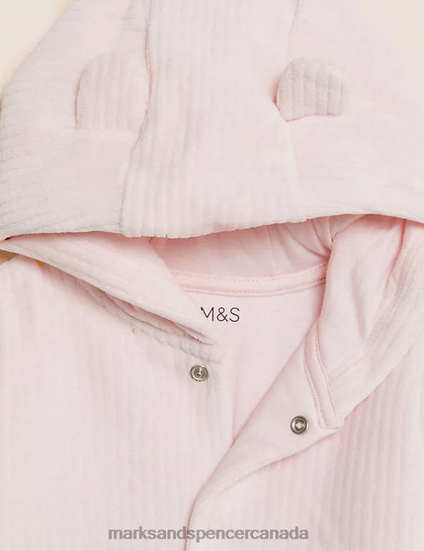 Baby Pink Clothing Marks & Spencer Cotton Rich Velour Hooded Jacket 20VTD7637 - Marks and Spencer outlet