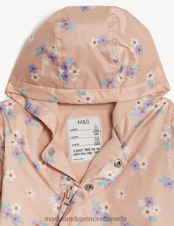 Marks and Spencer Canada - Baby Pink Mix Clothing Marks & Spencer Floral Hooded Puddlesuit 20VTD7693