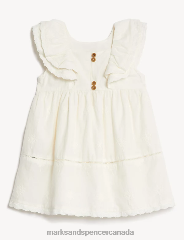 Baby Cream Clothing Marks & Spencer Pure Cotton Broderie Dress 20VTD7713 - Marks and Spencer Canada locations