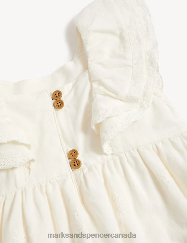 Baby Cream Clothing Marks & Spencer Pure Cotton Broderie Dress 20VTD7713 - Marks and Spencer Canada locations