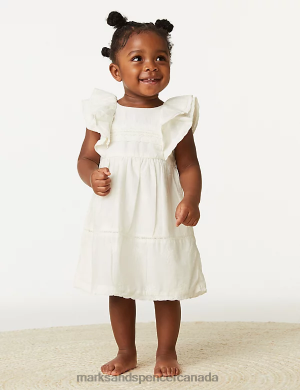 Baby Cream Clothing Marks & Spencer Pure Cotton Broderie Dress 20VTD7713 - Marks and Spencer Canada locations