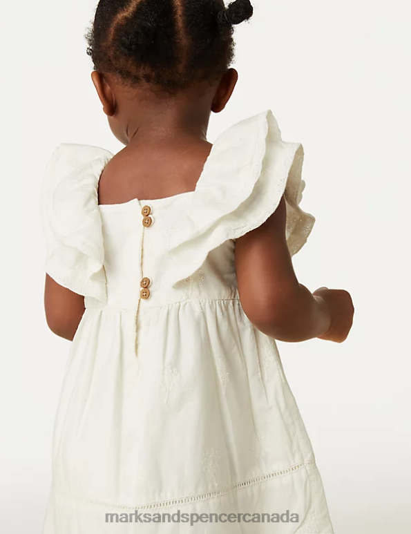 Baby Cream Clothing Marks & Spencer Pure Cotton Broderie Dress 20VTD7713 - Marks and Spencer Canada locations