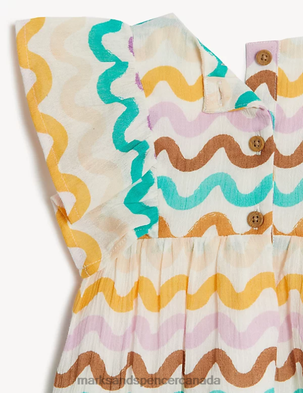 Baby Multi Clothing Marks & Spencer Pure Cotton Printed Frill Dress 20VTD7724 - Marks and Spencer outlet