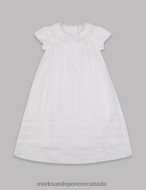 Baby White Clothing Marks & Spencer Pure Cotton Embroidered Christening Dress 20VTD7512 - Marks and Spencer outlet
