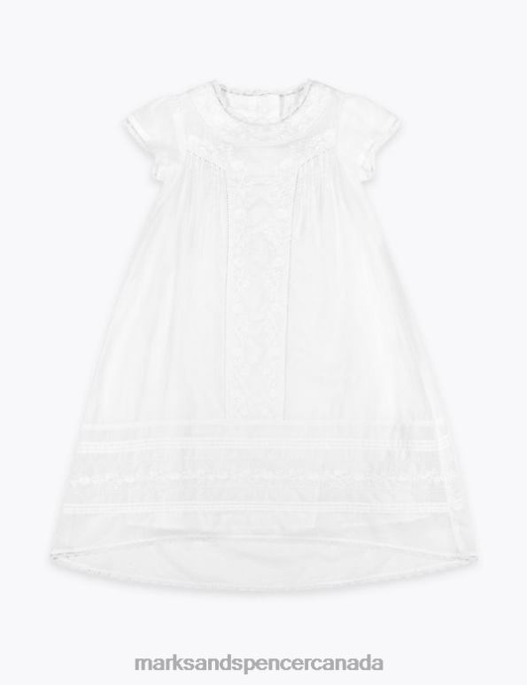 Baby White Clothing Marks & Spencer Pure Cotton Embroidered Christening Dress 20VTD7512 - Marks and Spencer outlet