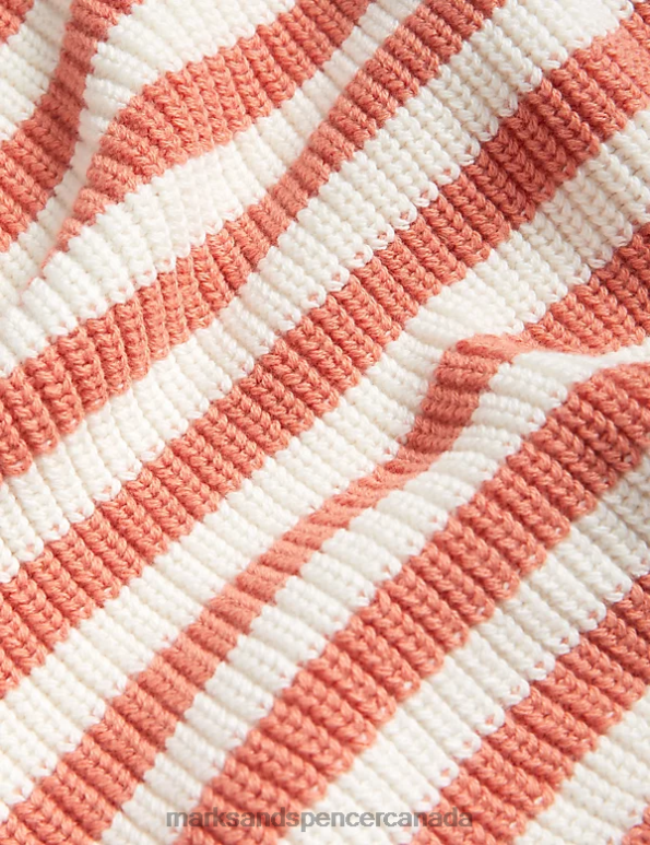 Baby Copper Rose Clothing Marks & Spencer Pure Cotton Striped Knitted Jumper 20VTD7371 - Marks and Spencer online