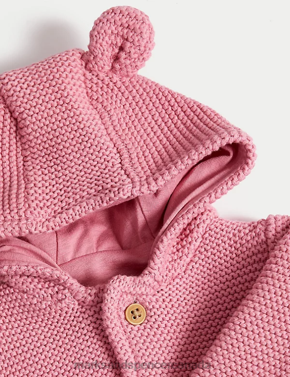 Baby Dusky Pink Clothing Marks & Spencer Pure Cotton Chunky Knitted Cardigan 20VTD7620 - Marks and Spencer outlet