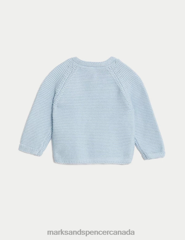 Marks and Spencer near me - Baby Ice Blue Clothing Marks & Spencer Pure Cotton Knitted Cardigan 20VTD7582