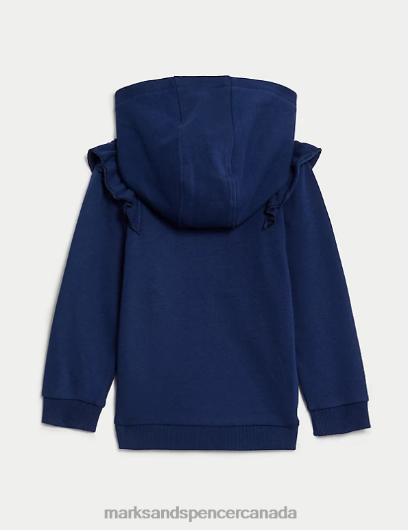 Baby Navy Clothing Marks & Spencer Cotton Rich Frill Hoodie 20VTD7915 - Marks and Spencer Canada locations