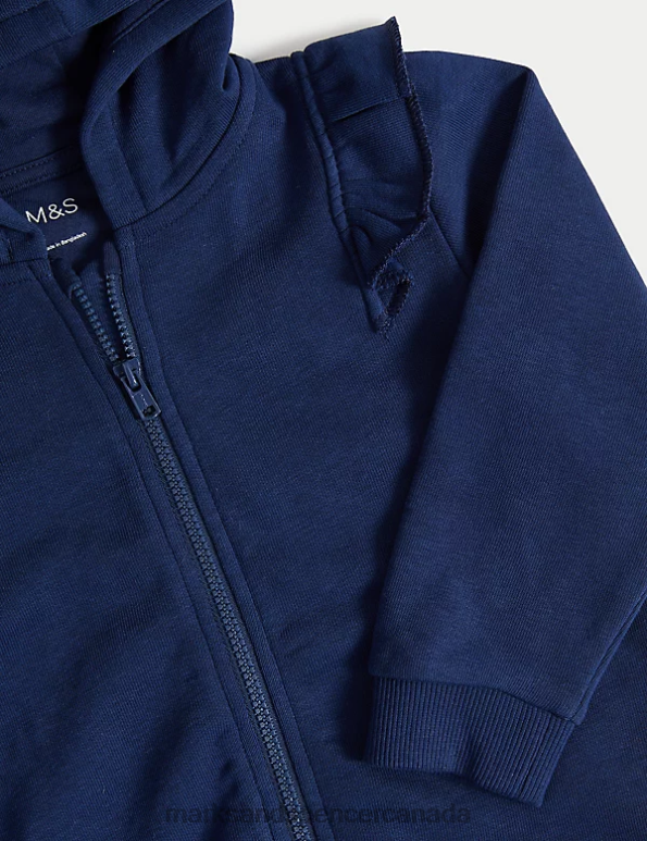 Baby Navy Clothing Marks & Spencer Cotton Rich Frill Hoodie 20VTD7915 - Marks and Spencer Canada locations