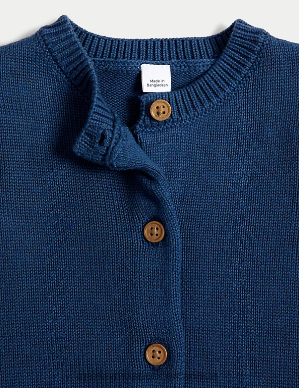 Baby Navy Clothing Marks & Spencer Pure Cotton Knitted Cardigan 20VTD7823 - Marks and Spencer online