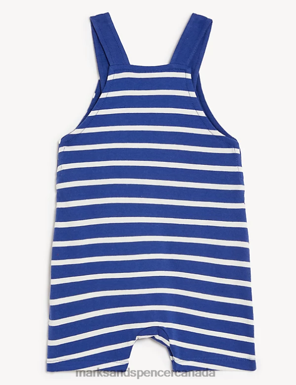 Baby Blue Clothing Marks & Spencer Pure Cotton Smile Slogan Striped Dungarees 20VTD7381 - Marks and Spencer outlet