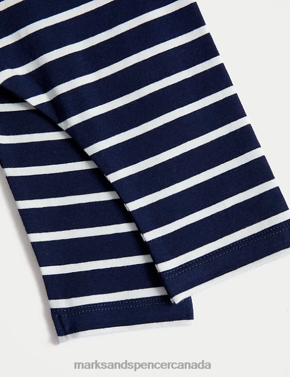 Baby Blue Mix Clothing Marks & Spencer Cotton Rich Striped Leggings 20VTD7705 - Marks and Spencer Canada locations