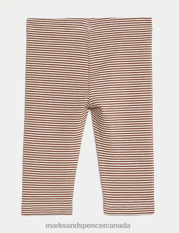 Baby Brown Mix Clothing Marks & Spencer Cotton Rich Striped Leggings 20VTD7738 - Marks and Spencer outlet