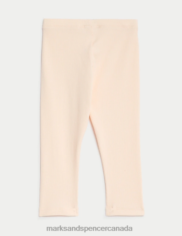 Marks and Spencer Canada - Baby Light Peach Clothing Marks & Spencer Cotton Rich Ribbed Leggings 20VTD7911