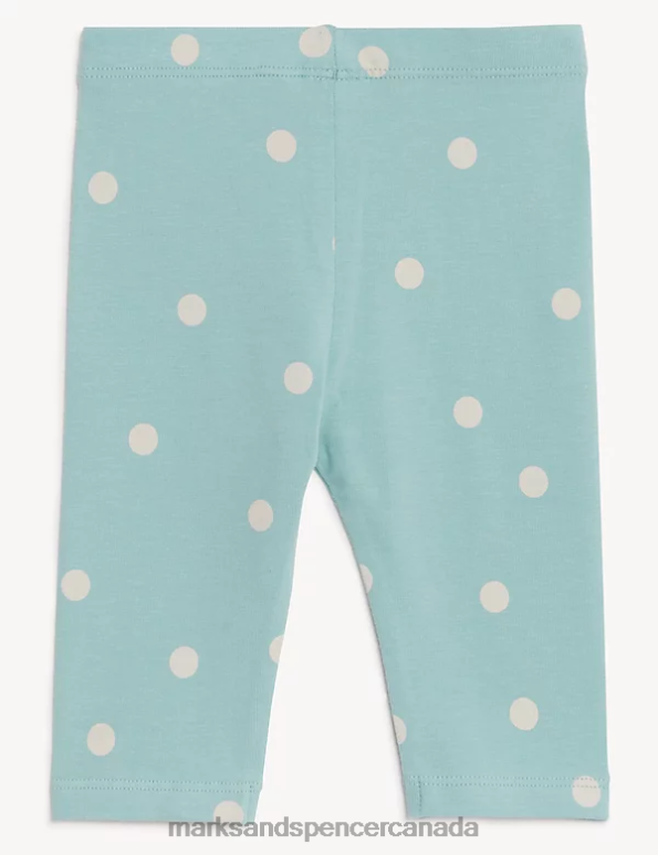 Baby Light Teal Clothing Marks & Spencer Cotton Rich Spot Leggings 20VTD7735 - Marks and Spencer online